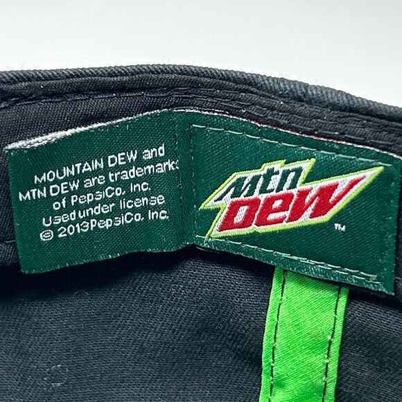 Mtn Dew Hat Baseball Cap Mountain Dew Soft Drink Soda Pop 6 Panel Snapback Black - Picture 10 of 11